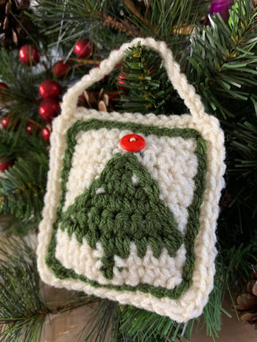 Rustic Christmas Tree Crochet Ornament