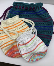 Load image into Gallery viewer, Swirly Bottom Drawstring Bag Crochet Pattern