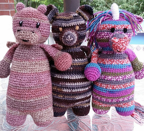 Bear, Unicorn, and Dragon- with bonus Bunny pattern
